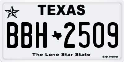 TX license plate BBH2509