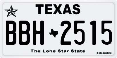 TX license plate BBH2515