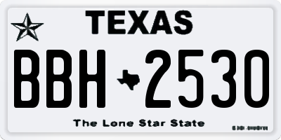 TX license plate BBH2530