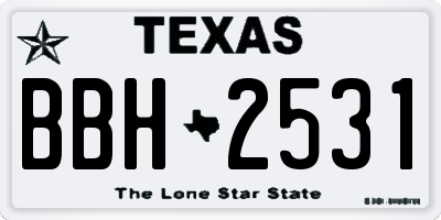 TX license plate BBH2531