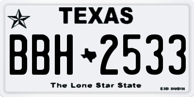 TX license plate BBH2533