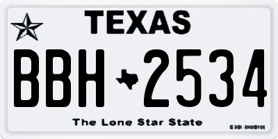 TX license plate BBH2534