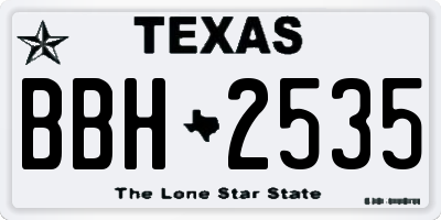 TX license plate BBH2535