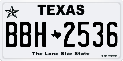 TX license plate BBH2536