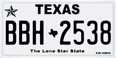 TX license plate BBH2538