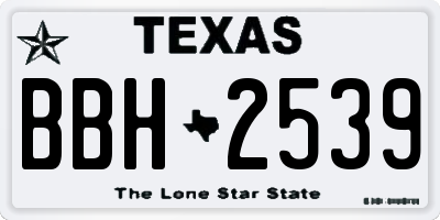 TX license plate BBH2539