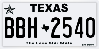 TX license plate BBH2540