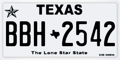 TX license plate BBH2542