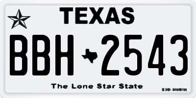 TX license plate BBH2543