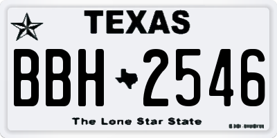 TX license plate BBH2546