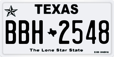 TX license plate BBH2548