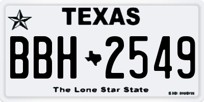 TX license plate BBH2549