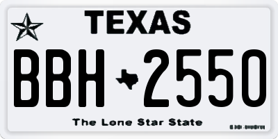 TX license plate BBH2550