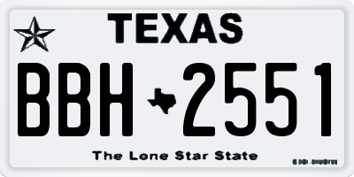 TX license plate BBH2551