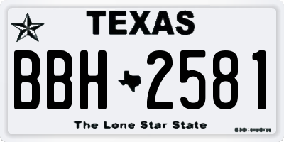 TX license plate BBH2581