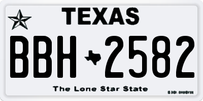 TX license plate BBH2582