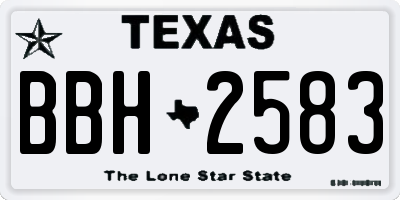 TX license plate BBH2583