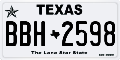 TX license plate BBH2598