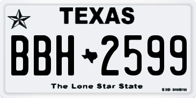 TX license plate BBH2599