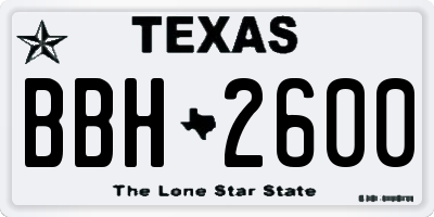 TX license plate BBH2600