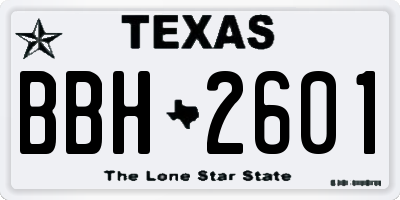 TX license plate BBH2601