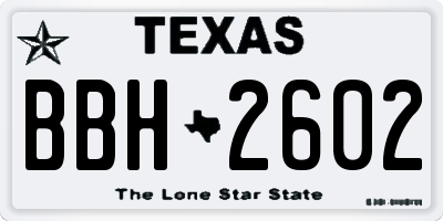 TX license plate BBH2602