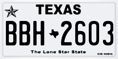 TX license plate BBH2603