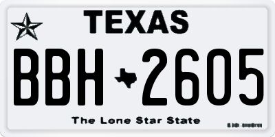 TX license plate BBH2605