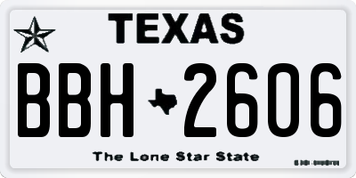 TX license plate BBH2606