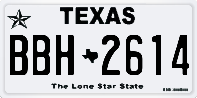 TX license plate BBH2614