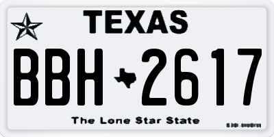 TX license plate BBH2617