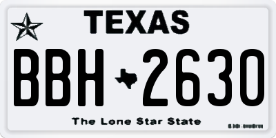 TX license plate BBH2630