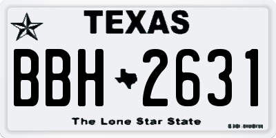 TX license plate BBH2631