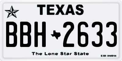 TX license plate BBH2633