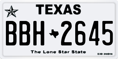 TX license plate BBH2645