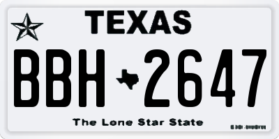 TX license plate BBH2647