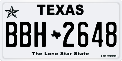 TX license plate BBH2648