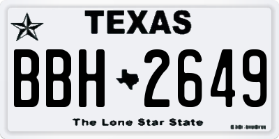 TX license plate BBH2649