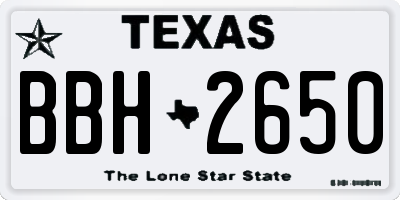 TX license plate BBH2650