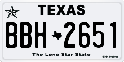 TX license plate BBH2651