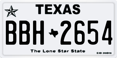 TX license plate BBH2654