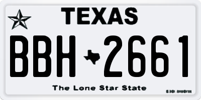 TX license plate BBH2661