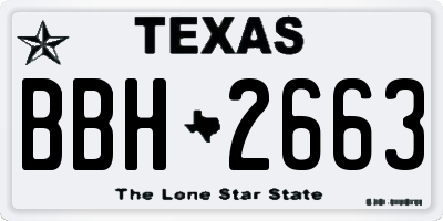 TX license plate BBH2663