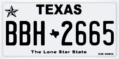 TX license plate BBH2665