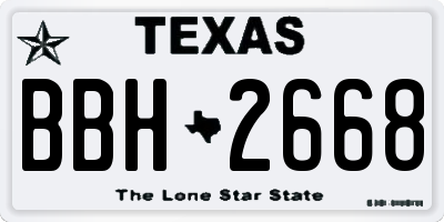 TX license plate BBH2668