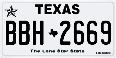 TX license plate BBH2669