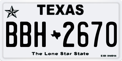 TX license plate BBH2670