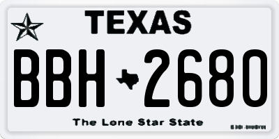 TX license plate BBH2680