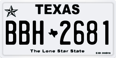 TX license plate BBH2681