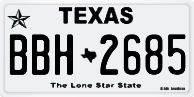 TX license plate BBH2685